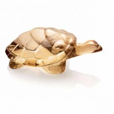 Lalique | Caroline Turtle Sculpture Gold Luster Crystal