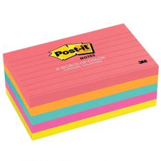 3M | Post-it  Neon Colors Lined, 3" x 5", 5 pads / pack, 100 sh each