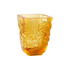 Lalique | Pivoines Vase Small Size Amber Crystal