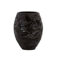 Lalique | Feuilles Vase Black