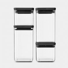 Brabantia | Tasty+ Square Canister Set of 4 | Dark Gray