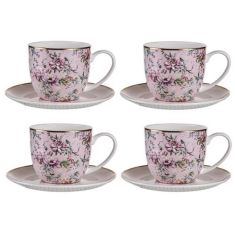 Ashdene | Chinoiserie Pink Teacup & Saucer Set 4pce