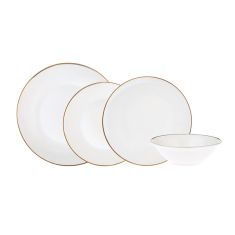 Karaca | Alicia 6 Person Porcelain Gold Round Dinnerware | 24 Pieces 