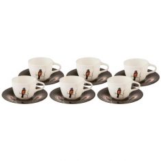 Karaca | Fine Pearl Grace Black Set Of 6 Coffee Cups	