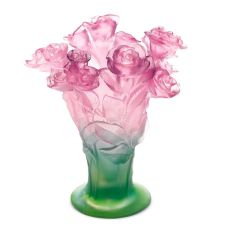 Daum | Crystal Vase with Roses Design