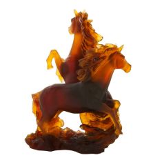 Daum | Crystal 2 Horse Cavalcade Sculpture