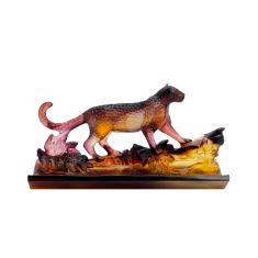 Daum | Crystal Leopard Pencil Holder Small Brown
