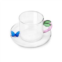 Ichendorf Milano | Fruits and Flower Leaf Tea Cup and Butterfly Saucer